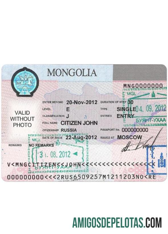 Visto para Mongólia modelo